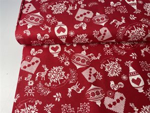 Poplin - nordic decoration red